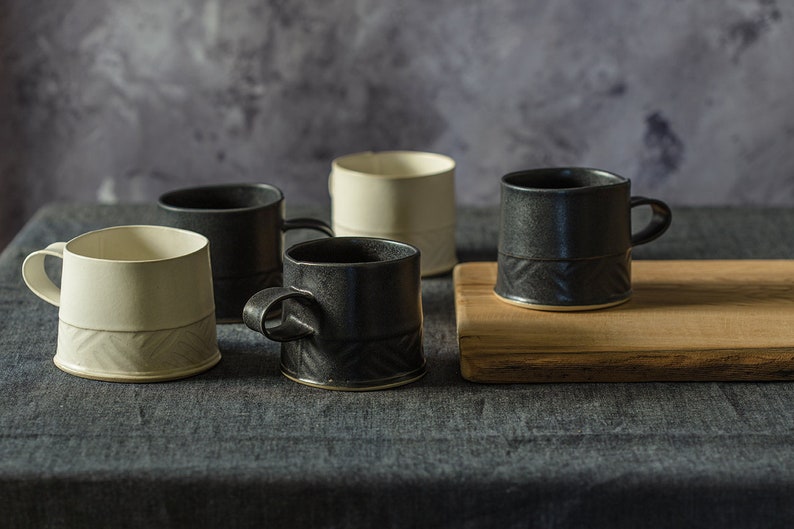 Black Coffee Mug, Black Ceramic Mug, Modern Coffee Mug, Minimalist Mug, Unique Coffee Mug, Handmade Mug, Black Stoneware Mug, Coffee Lovers image 7