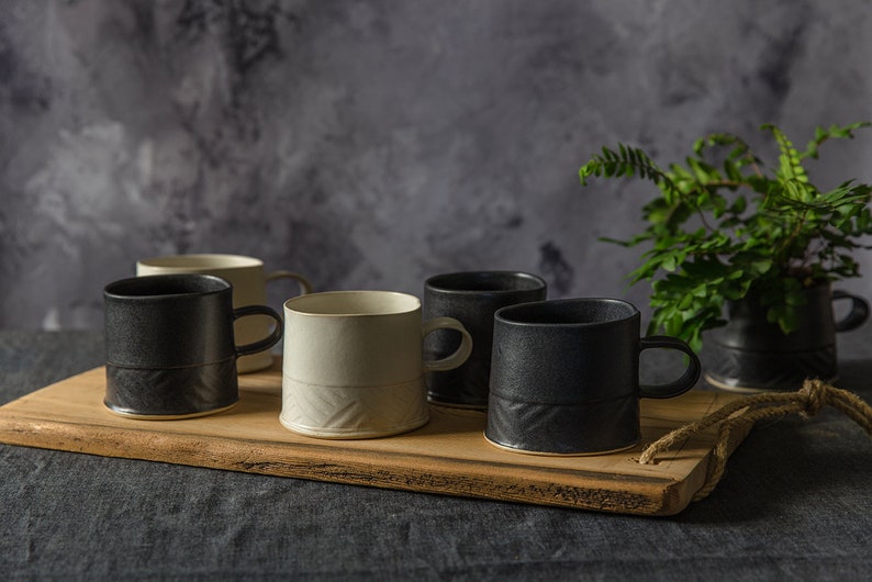 Black Coffee Mug, Black Ceramic Mug, Modern Coffee Mug, Minimalist Mug, Unique Coffee Mug, Handmade Mug, Black Stoneware Mug, Coffee Lovers image 4