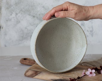 Handmade Salad Bowls, Modern ceramic bowl, White Pottery Serving Bowl, Rustic white Stoneware bowl, Ceramic  Mixing Bowl, Ceramic Prep Bowl
