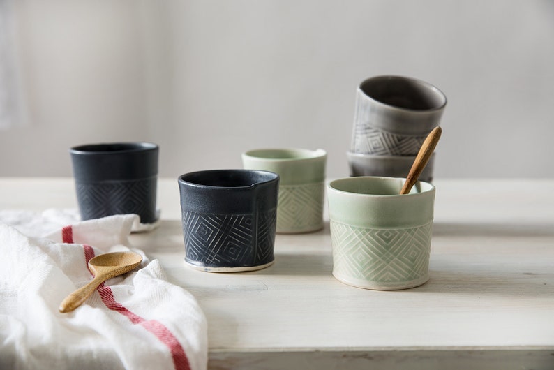 2 Ceramic Espresso Cups Black Elegant Japanese Style Espresso Etsy