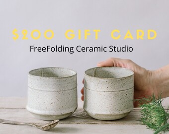 200 USD Gift E-Card Certificate For FreeFolding Ceramic, Last Minute Gift idea, Electronic gift Voucher for Christmas - Birthday - Wedding