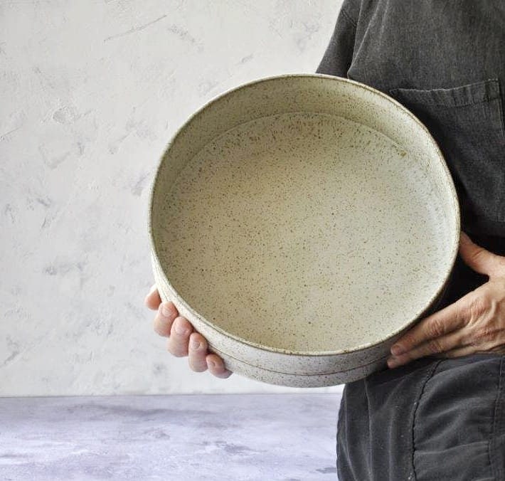 Large Ceramic White Bowl Ceramic Serving Bowl Modern White Etsy