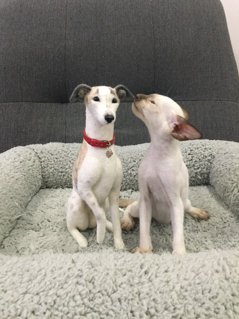 Needle felted 100/% wool doll Whippet Greyhound Italian greyhound dog MINIATURE
