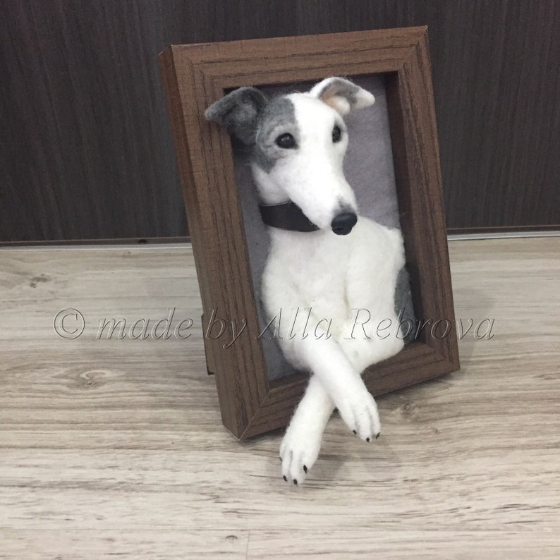 Framed Felted wool pet / dog / cat portrait with legs out frame / To Order image 4