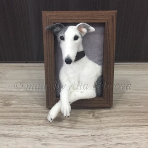 Framed Felted wool pet / dog / cat portrait with legs out frame / To Order image 1