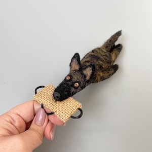 Needle Felted Dutch Shepherd Car Rearview Mirror Charm