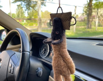 Gefilzter Malinois Hund Auto Rückspiegel Charm Anhänger