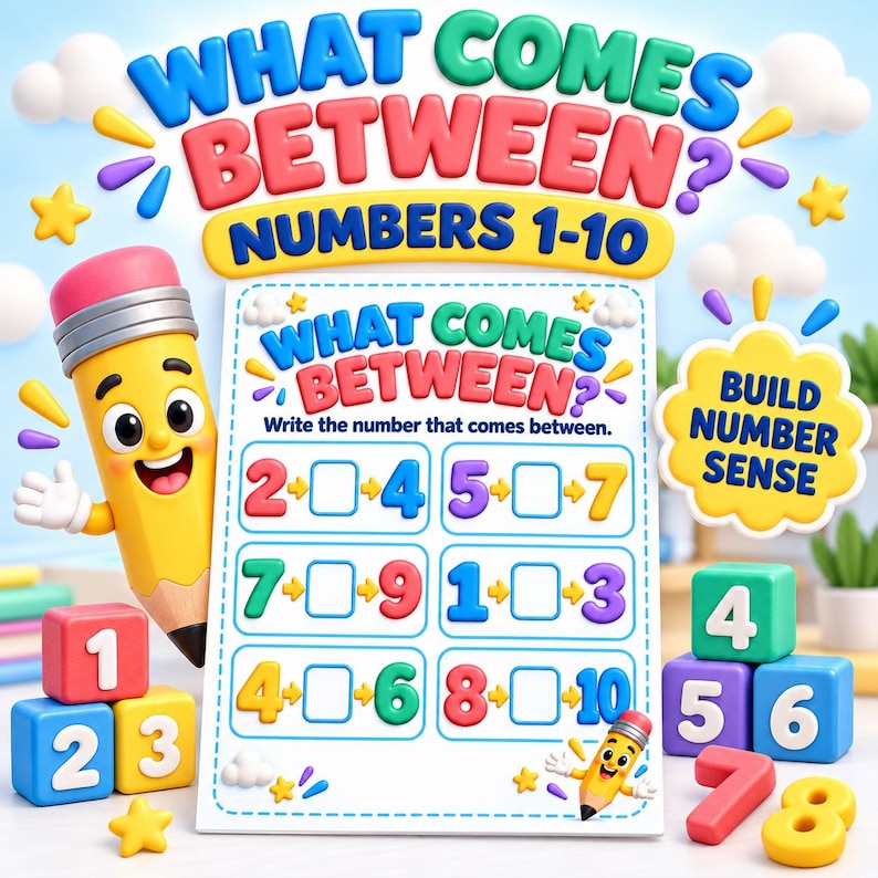 Activity Book Design Math Before, After, Between Numbers Activity Book | Preschool Math ...