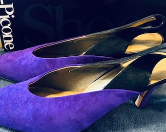 Vintage Evan-Picone Heels Purple Suede Size 8.5