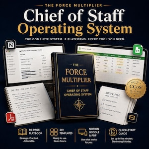 Chief of Staff Playbook & Operating System | 60-Page PDF, Notion, 14 Editable Templates