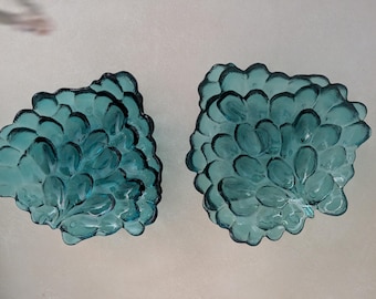 Vintage Teal Glass Grape Cluster Bowls, Vidrios de Levante Spain (70s)