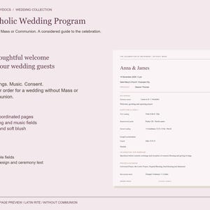 Catholic Wedding Program Without Mass or Communion - Fillable PDF, Plum, US Letter