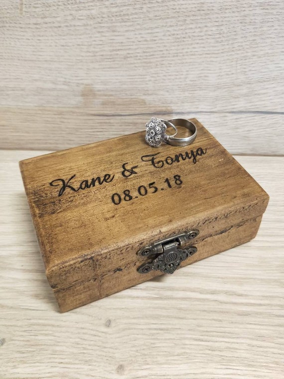 Natural Wooden Engagement Ring Box Wood Wedding Ring Box Etsy