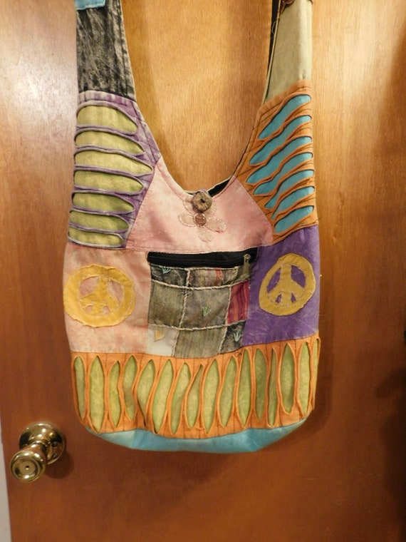 Peace Boho Hippie Fabric Crossbody Bag