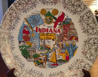 Indiana State Plate Collectable Souvenir Vintage