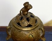 Vintage Asian zodiac censer gilt incense burner astrological rat incense burner year of the rat Japanese incense burner tripod.