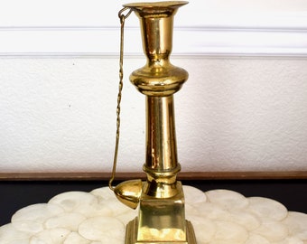Vintage brass candle holder and snuffer...candle holder with snuffer.