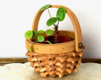 Cesta de mimbre vintage... cesta de mimbre retorcida... cesta de puercoespín... cesta boho... cesta de granja.