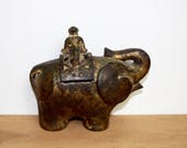 Vintage to antique gilt elephant censer gilded elephant incense burner cast iron elephant incense burner heavy.