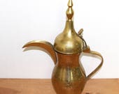 Vintage Dallah Arabic coffee pot large brass Dallah Arabic coffee pot engraved brass Dallah etched brass Dallah.
