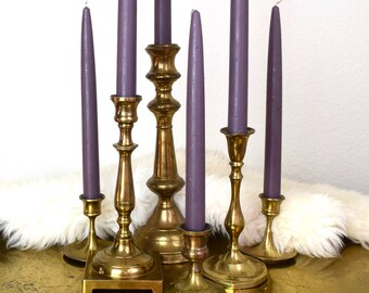 Mismatched vintage brass candle holder setrustic farmhouseweddingtable scapehome decorset of 5