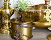 Vintage brass box with snake accents oval brass box with snake wrap.