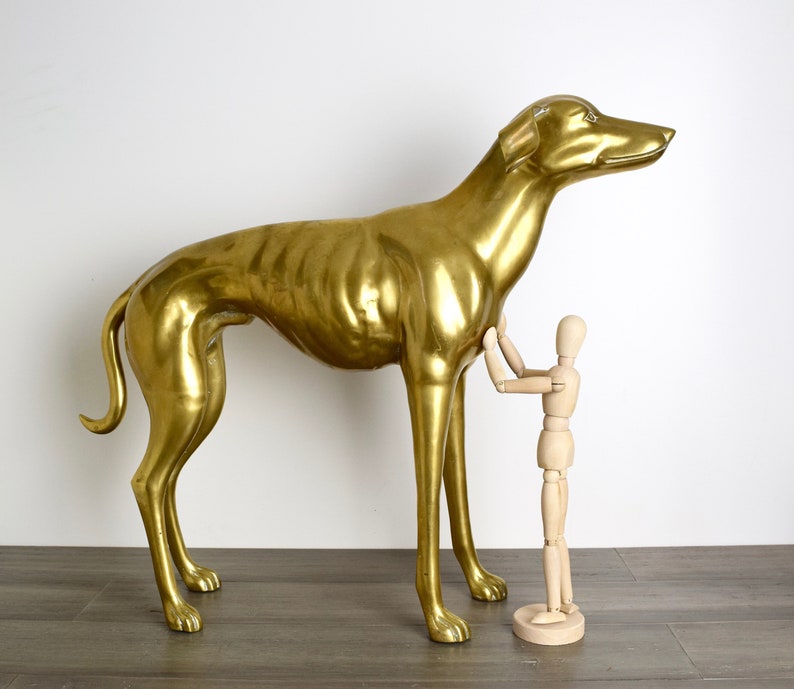 Large Vintage Brass Dog...brass Greyhound Statue...brass Etsy