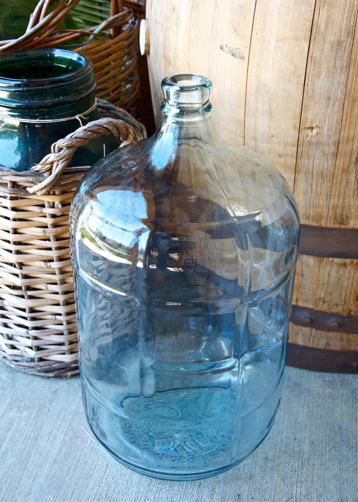 Large vintage carboy...5 gallon light blue glass water jug... Etsy