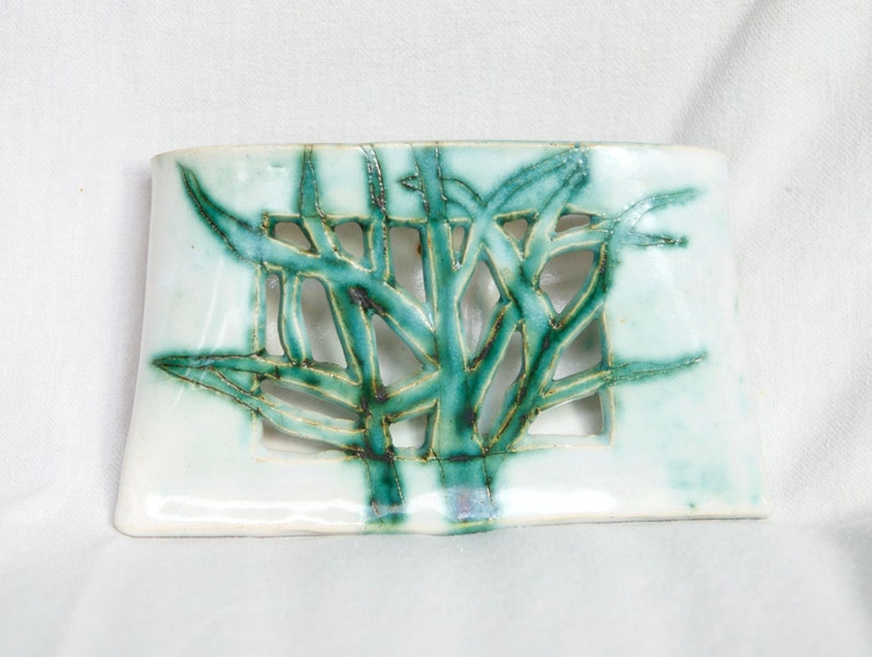 Vintage Asian wall planter\u2026ceramic wall hanging planter...bamboo design pocket planter...mail holder...wall pocket.