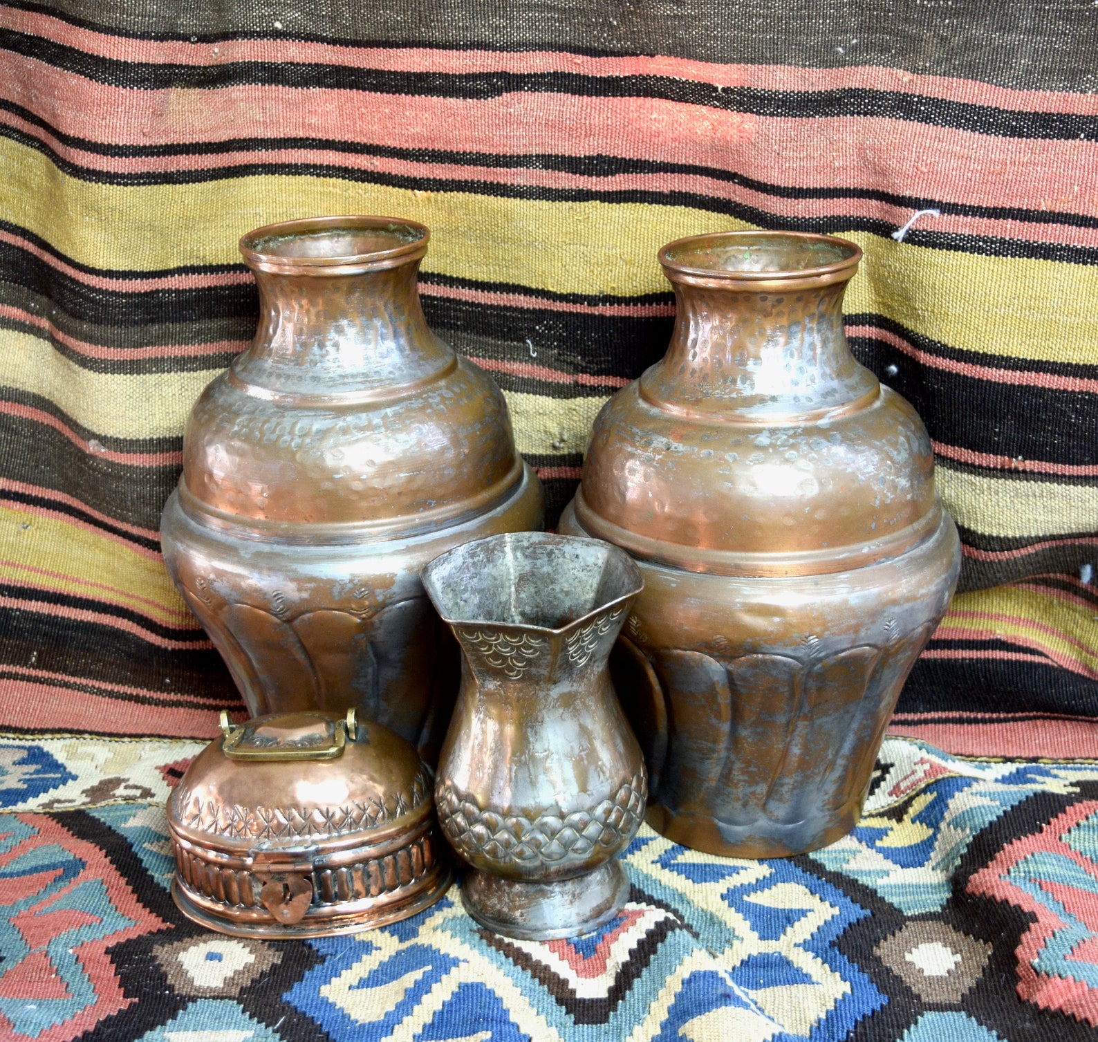 Vintage Egyptian Copper Vases...set of Large Egyptian Copper Etsy