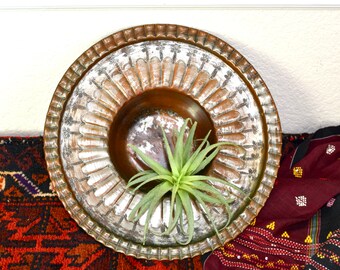 Vintage Egyptian copper tray...deep bowl...copper brazier basin...made in Egypt.