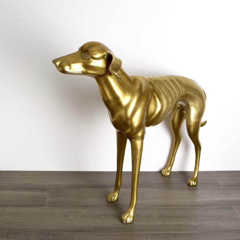 Large vintage brass dog...brass greyhound statue...brass Etsy