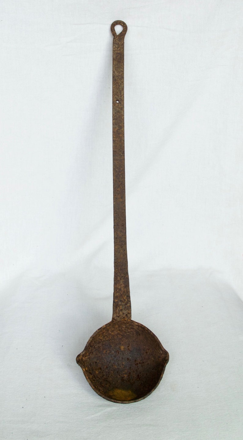 Vintage cast iron ladle...large ladle...rusty ladle. Etsy