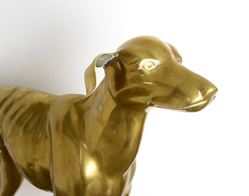 Large vintage brass dog...brass greyhound statue...brass Etsy