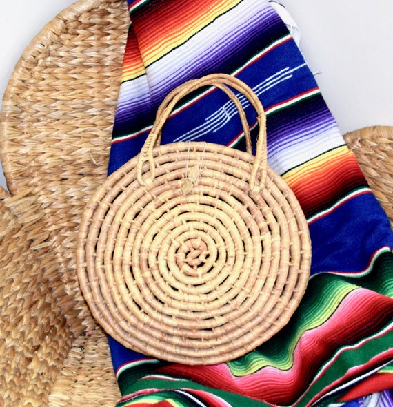 Vintage woven bag...coil bag...wicker bag...coil b