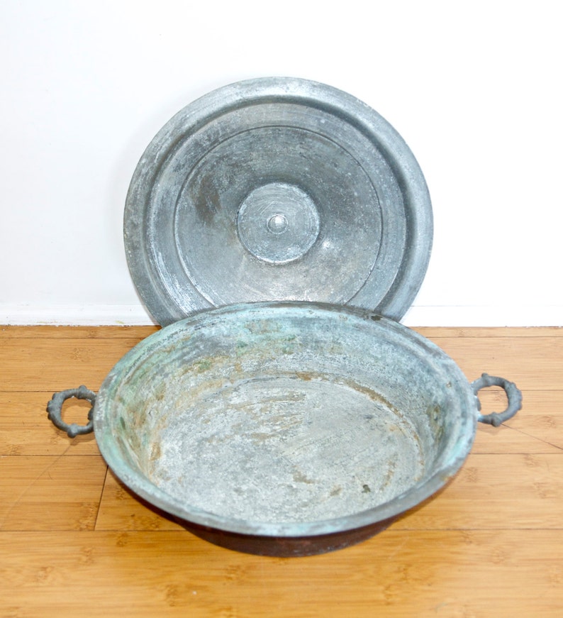 Vintage Copper Roasting Pan With Brass Handles...copper Pan Etsy