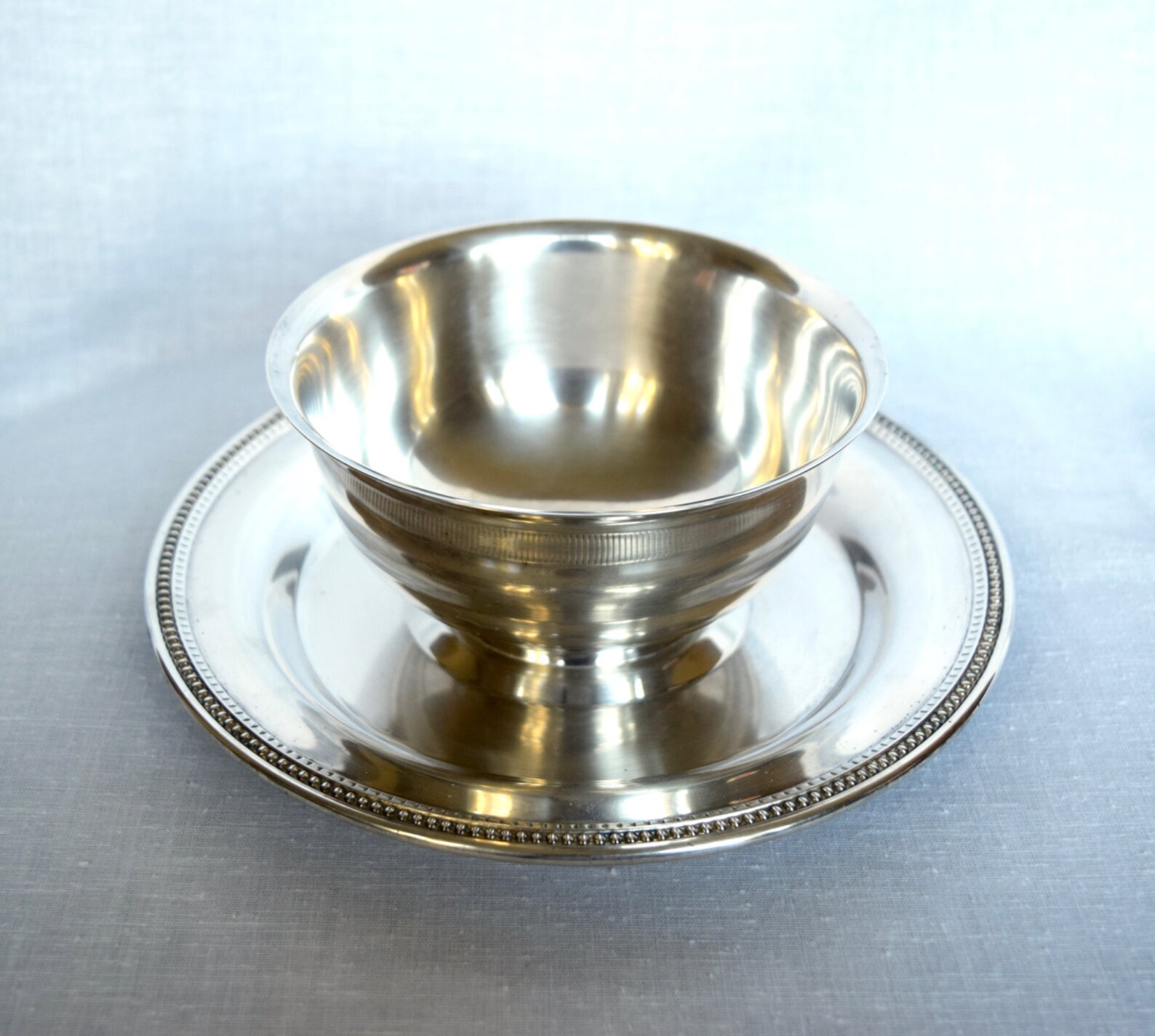 Vintage Oneida silver plate sauce bowl with attached under Etsy