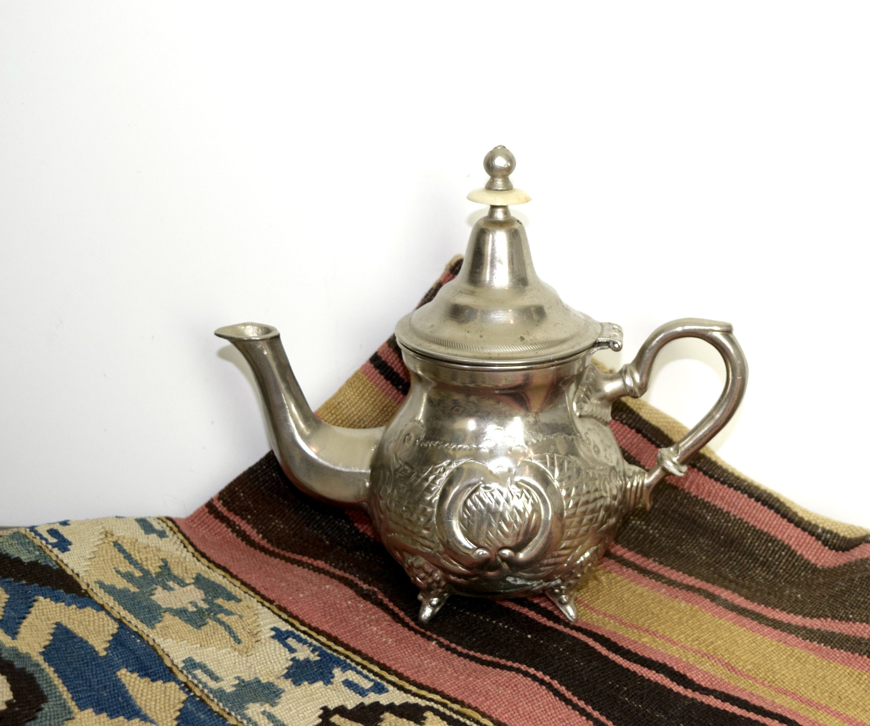 Vintage Moroccan Teapotembossed Metal Teapot Signed In Etsy