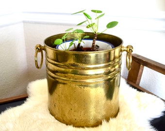 Vintage English brass planter with handles...made in England.