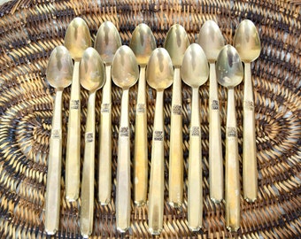 Vintage Thai bronze iced tea spoons...PCS long teaspoons…set of 12.