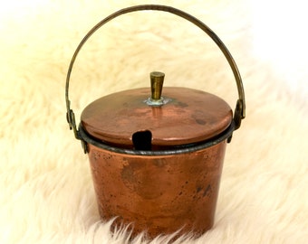 Mid century copper pail...copper sugar bowl.