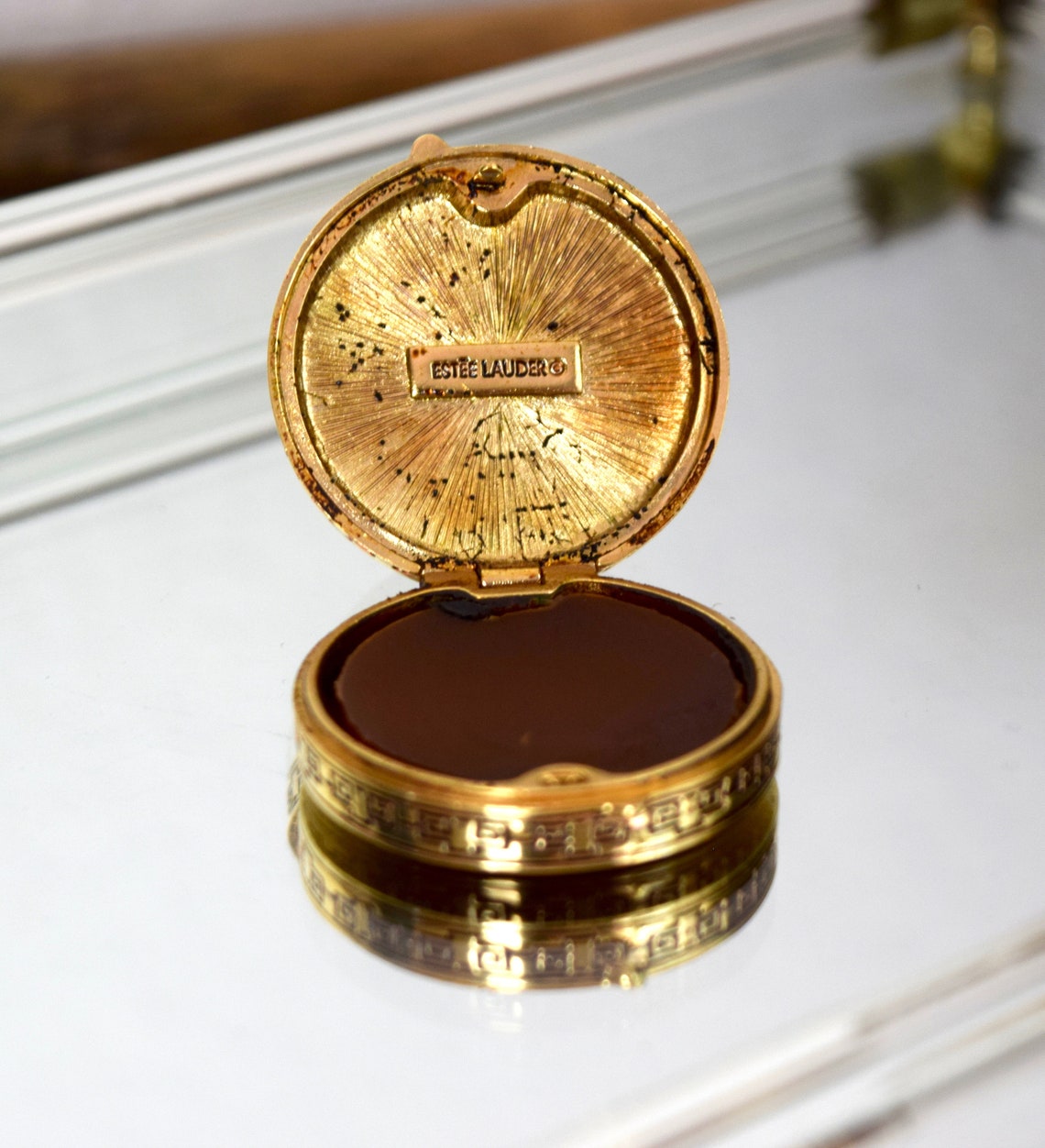 Vintage Estee Lauder Solid Perfume Cinnabar Cat Compact...1986 Etsy