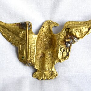 Huge brass belt buckleEnglish buckle..eagle shaped buckle...large bald eagle belt buckle...England. image 5