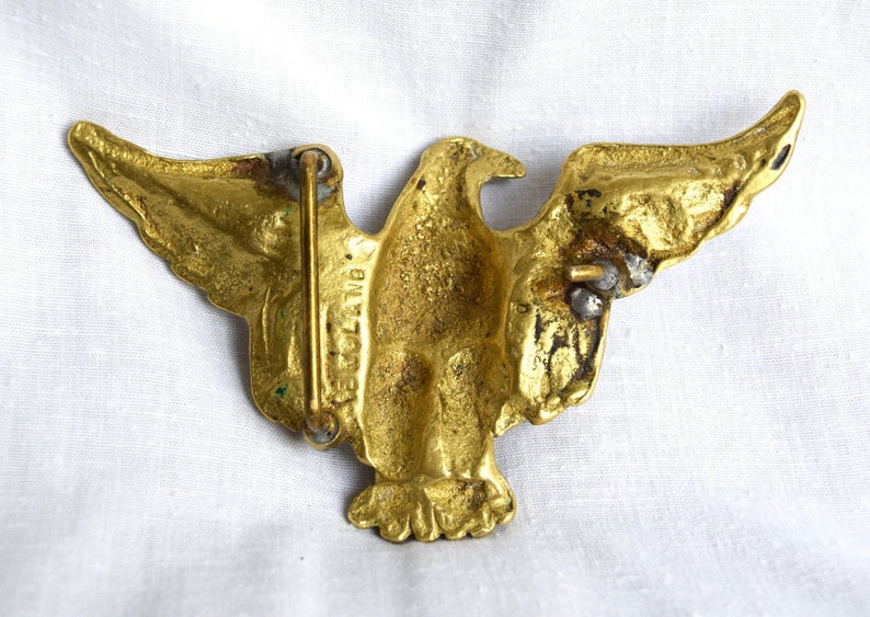 Huge brass belt buckleEnglish buckle..eagle shaped buckle...large bald eagle belt buckle...England. image 5