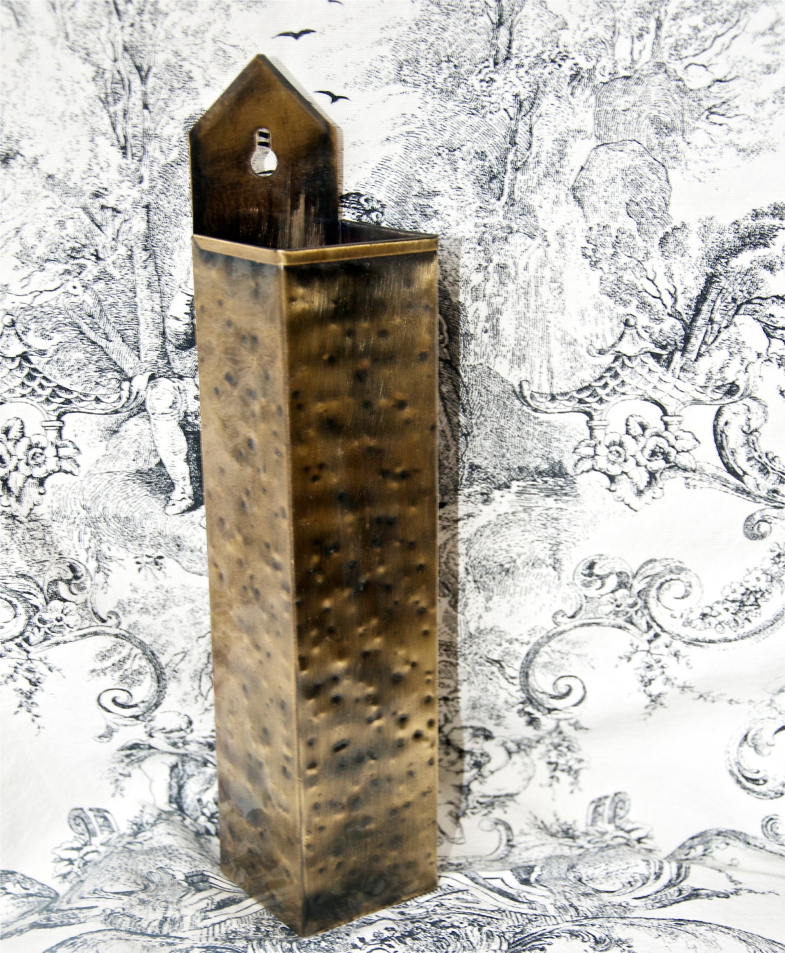 Vintage brass matchstick holder...long match holder...Colony Etsy