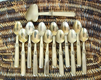 Vintage Thai bronze demitasse spoons and sugar spoon…set of 12 demitasse spoons with a sugar spoon...13 piece set.