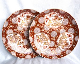 Vintage Gold Imari plates…hand painted Japanese plates...red and gold plates...Arita.