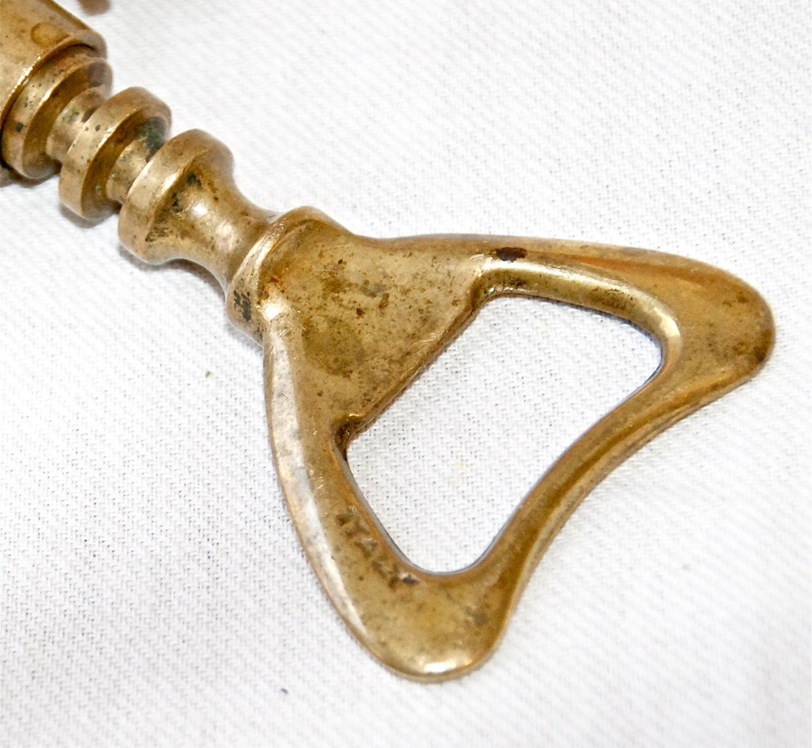 Vintage brass wine opener...brass corkscrew...made in Italy. Etsy