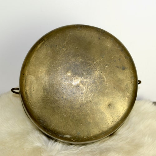 Vintage shops brass cauldron...large brass pot...brass planter...rustic...primitive.