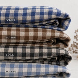 Gingham 170 g/m2, 100% czysty len, kratka 3/8 cala, szerokość 57 cali, idealna na sukienki i projekty krawieckie, tkanina lniana cięta na wymiar